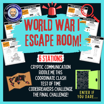 Preview of History of World War I Escape Room Lesson Plan and Activity Printable!