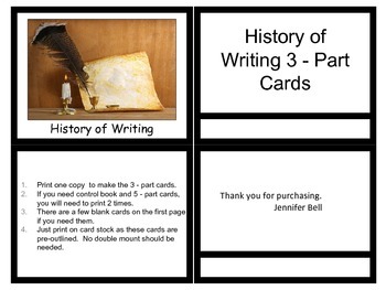 Preview of History of Writing 3 or 5 Part Cards