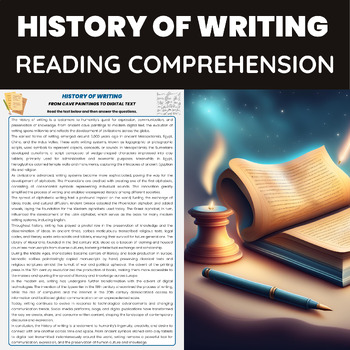 Preview of History of Writing Reading Comprehension | Writing's History | Printing Press