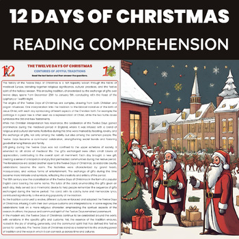 Preview of History of the 12 Days of Christmas Reading Comprehension