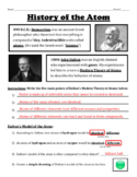 History of the Atom -- Notes and Worksheet Set (Scientists