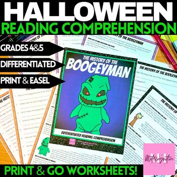 Preview of History of the Boogeyman Halloween Reading Comprehension Worksheets