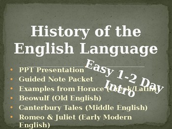 Preview of History of the English Language (Presentation and Guided Notes) Shakespeare