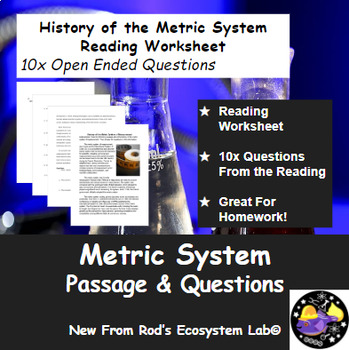 Preview of History of the Metric System of Measurement Reading Worksheet **Editable**
