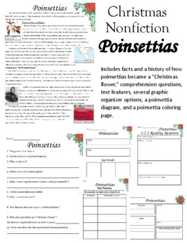 Preview of History of the Poinsettia Reading Passage Christmas Nonfiction Text Features
