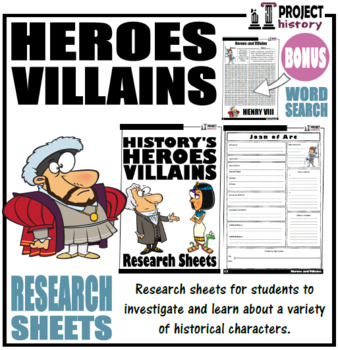Preview of History's Heroes and Villains Research Sheets