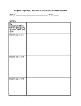 Preview of Hitchhiker's guide to the Solar System Research Graphic Organizer