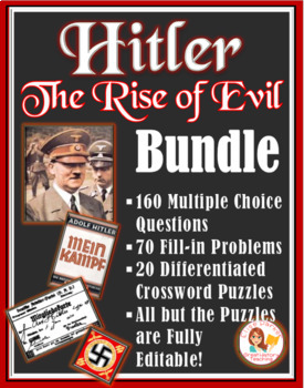 Preview of Hitler The Rise of Evil Worksheets BUNDLE: Mult. Choice, Cloze, T/F, and Puzzles