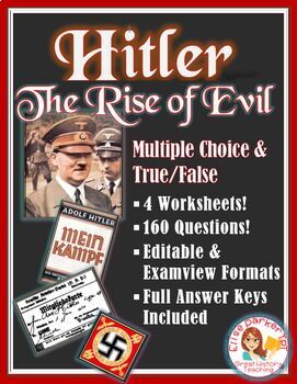 Preview of Hitler: The Rise of Evil Worksheets-- Multiple Choice: Editable, Examview & PDF