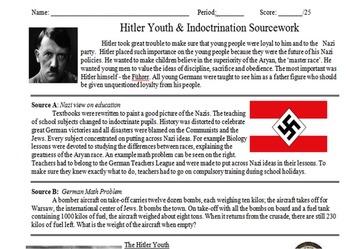 Preview of Hitler Youth & Indoctrination Primary and Secondary Source Assignment