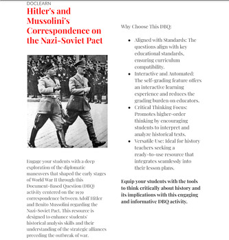 Preview of Hitler's and Mussolini's Correspondence on the Nazi-Soviet Pact DBQ NO PREP DBQ