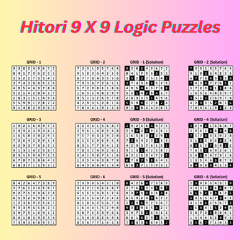 Preview of Hitori  9 X 9 Logic Puzzles