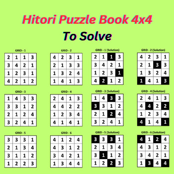Preview of Hitori Puzzle Book 4x4 To Solve