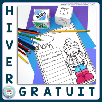 Preview of Hiver français | French Winter Clothing Roll and Color GRATUIT FREE