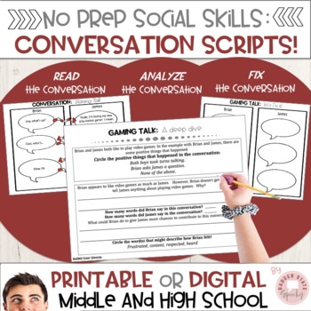 Preview of Conversation Skills Scripts Social Language Middle High School No Prep