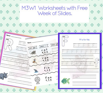 Preview of HmH M3W1 Structured Literacy Inspired Worksheets with Free Slides