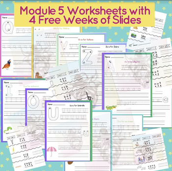 Preview of HMH Module 5 Structured Literacy Inspired Worksheets with 4 Free Weeks of Slides