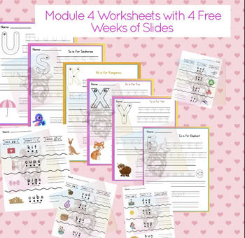 Preview of HmH Structured Literacy Module 4 Inspired Worksheets with 4 Free Weeks of Slides