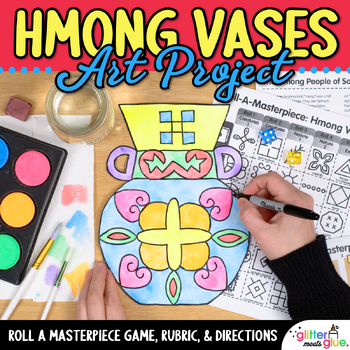 Preview of Hmong Vase Art Lesson, Exit Slips, & Self-Assessment Rubric for Art Sub Plans