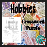 Hobbies Crossword Puzzle Printable and Digital Easel Activity