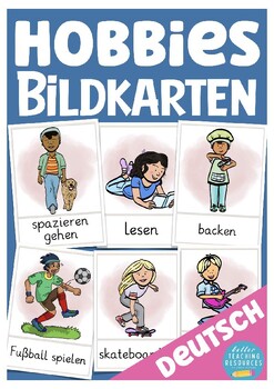 Preview of Hobbies Deutsch Bildkarten (German verbs + nouns flash cards)