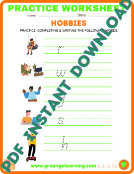 Preview of Hobbies / ESL PDF WORKSHEET / (easy task) - 2023 Version