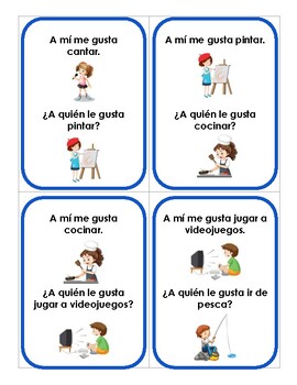 Hobbies Game in Spanish - I like/Who likes - Pasatiempos Juego | TPT