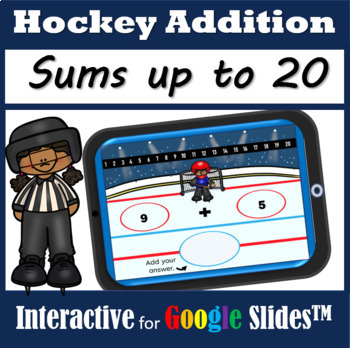 Preview of Hockey Addition Digital Math Activity, Sums up to 20