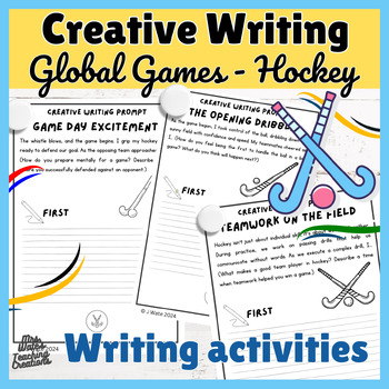 Preview of Hockey Inspired Creative Writing Prompts Worksheets & Sports Activity Pack