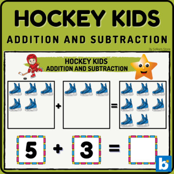 Preview of Hockey Kids Math Boom Cards - Addition and Subtraction