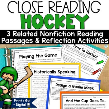 Preview of Hockey Reading Passages Comprehension Activities February Activity 3rd 4th Grade