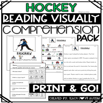 Preview of Hockey Reading Comprehension Passages and Questions with Visuals