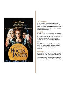 Preview of Hocus Pocus - An activity packet