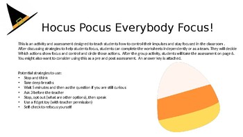 Preview of Hocus Pocus Everybody Focus! Impulse Control Social Skills Activity
