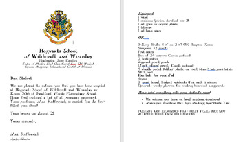 Preview of Hogwarts Acceptance Letter- Editable with Fonts