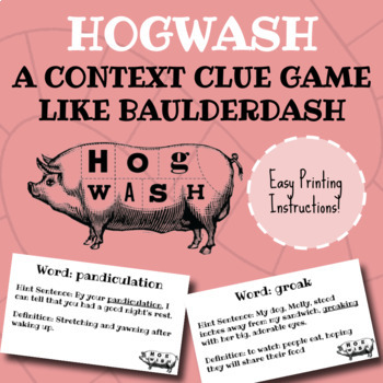 Preview of Hogwash Context Clue Game Like Balderdash Use as Activating Strategy