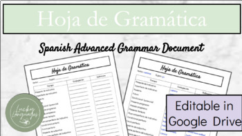 Preview of Hoja de Gramática- Advanced Grammar Verb Grid (Editable & Versatile)