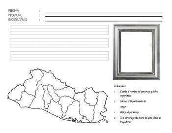 Preview of Hoja de narración Biografias de El Salvador