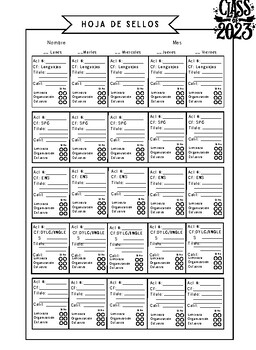 Preview of Hoja de sellos y tareas POR CAMPOS FORMATIVOS