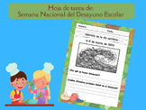 Hoja de tarea de Semana del Desayuno Escolar