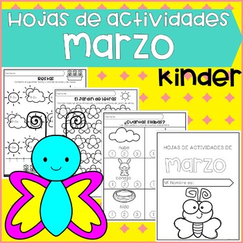 Preview of Hojas de Actividades de MARZO KINDER | Spring Activity Worksheets in Spanish