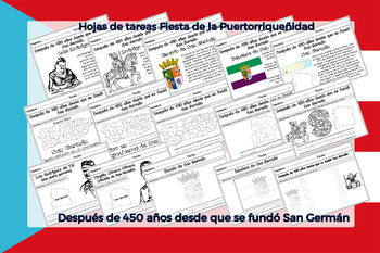 Preview of Hojas de tarea de la Semana de la puertorriqueñidad K-2 Fundación de San Germán