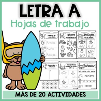 Preview of Hojas de trabajo LETRA A | Actividades vocales | Letter A Worksheets in Spanish
