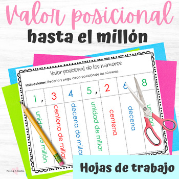 Preview of Valor posicional de los números hasta el millón | Place value million Spanish