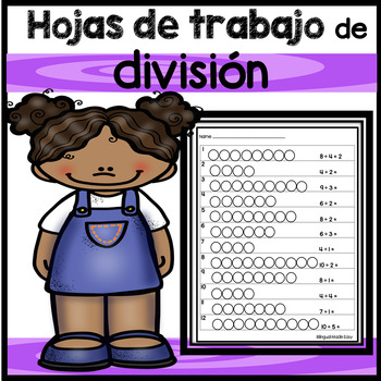 Preview of Hojas de trabajo de division en ingles y espanol DIGITAL LEARNING