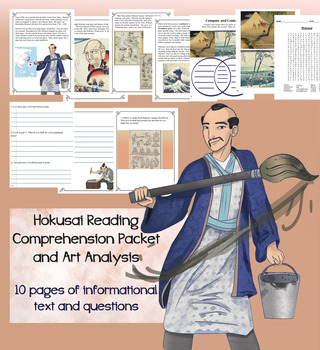 Preview of Hokusai Reading Comprehension and Art Analysis