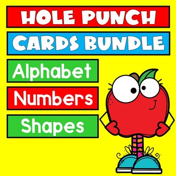 Preview of Hole Punch Activities Bundle | Alphabet Numbers Shapes Fine Motor