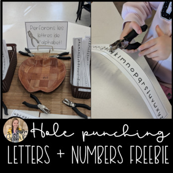 Preview of Hole Punching Alphabet and Numbers FREEBIE