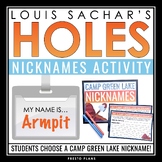Holes Activity - Nicknames Creative Novel Assignment - Lou