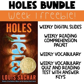 Preview of Holes Novel Study Freebie (Printable and Digital)